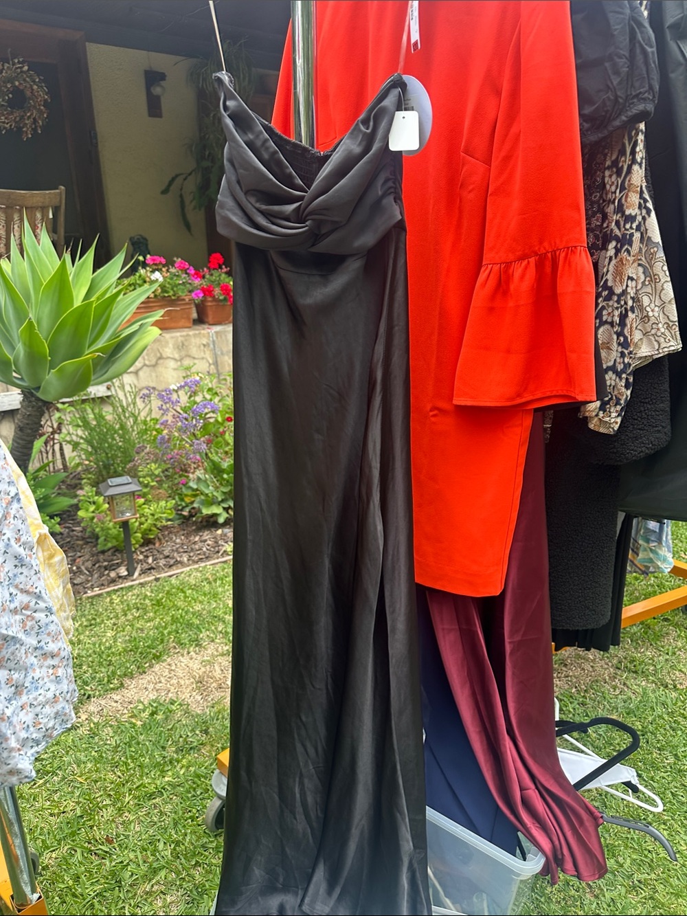 Princess Polly Black Satin strapless Dress